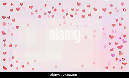 Pink hearts background. White and soft pink background with pink and red hearts. Meant for Valentine's day, wedding or general Love background Stock Vector