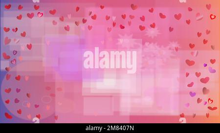 Pink hearts background. Bokeh like background in pink with pink and red hearts. Meant for Valentine's day or general Love background Stock Vector