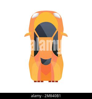 Race car top view in cartoon style transport with shadows and light isolated on white background. Modern urban civilian vehicle. . Vector illustration Stock Vector