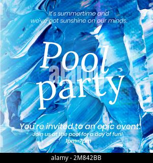 Acrylic paint party template vector blue abstract creative art social media post Stock Vector