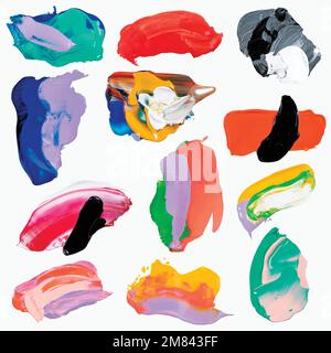 Smear paint vector set, textured mixed colors Stock Vector