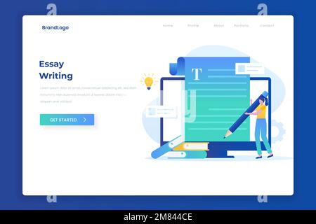Essay writing illustration concept. illustrations for websites, landing pages, mobile applications, posters and banners. Stock Vector