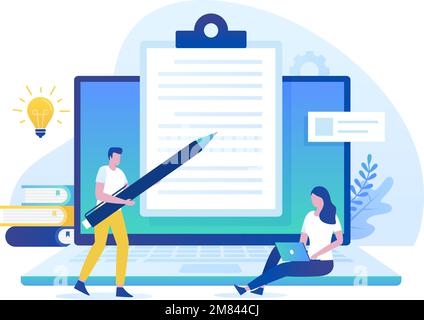 Essay writing illustration concept. illustrations for websites, landing pages, mobile applications, posters and banners. Stock Vector