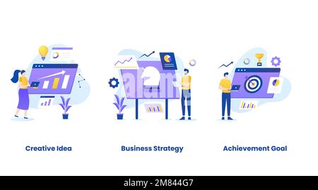 Flat illustration of business planning concept vector set. Illustrations for websites, landing pages, mobile applications, posters and banners Stock Vector