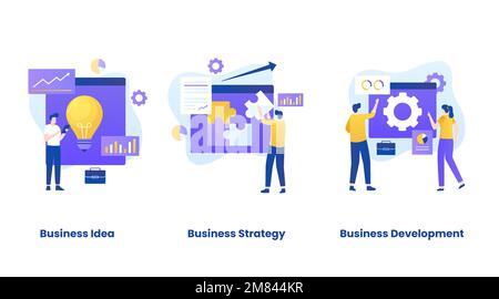Flat illustration of business planning concept vector set. Illustrations for websites, landing pages, mobile applications, posters and banners Stock Vector
