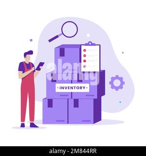 Inventory control illustration concept. Illustrations for websites, landing pages, mobile applications, posters and banners. Stock Vector