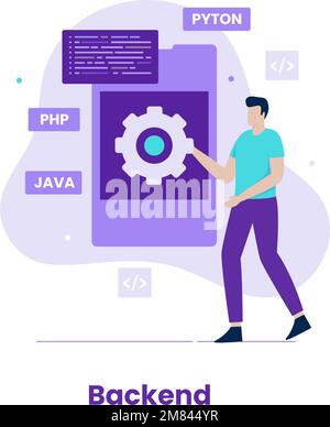 Flat design backend of developer concept. Illustration for websites, landing pages, mobile applications, posters and banners Stock Vector