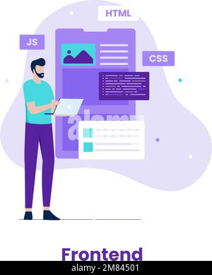 Frontend developer illustration concept. Illustration for websites, landing pages, mobile applications, posters and banners Stock Vector