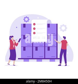 Inventory control illustration concept. Illustrations for websites, landing pages, mobile applications, posters and banners. Stock Vector