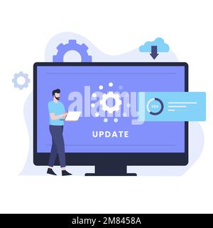 System software update illustration design concept. Illustration for websites, landing pages, mobile applications, posters and banners Stock Vector