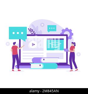 Learning management system illustration design. Illustration for websites, landing pages, mobile applications, posters and bannersconcept Stock Vector