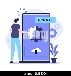 System software update illustration design concept. Illustration for websites, landing pages, mobile applications, posters and banners Stock Vector