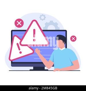 Flat design off system error illustration concept. Illustration for websites, landing pages, mobile applications, posters and banners Stock Vector