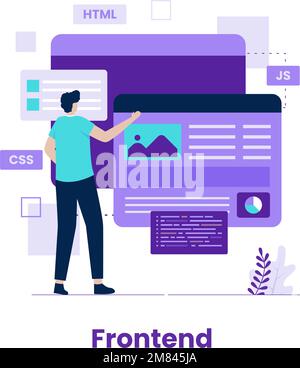 Frontend developer illustration concept. Illustration for websites, landing pages, mobile applications, posters and banners Stock Vector