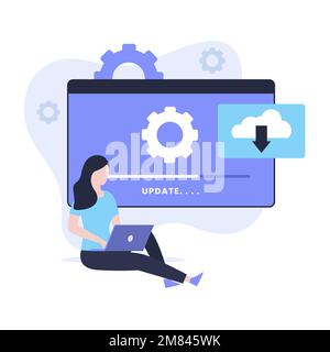 System software update illustration design concept. Illustration for websites, landing pages, mobile applications, posters and banners Stock Vector