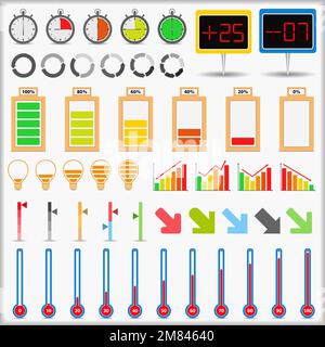 Set of different indicators, vector eps10 illustration Stock Vector