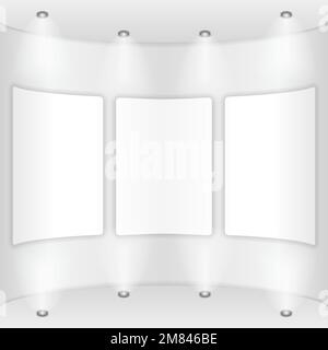 Three frames on a round wall, gallery, vector eps10 illustration Stock Vector