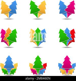 Icons of trees, design element for your logo, vector eps10 illustration Stock Vector