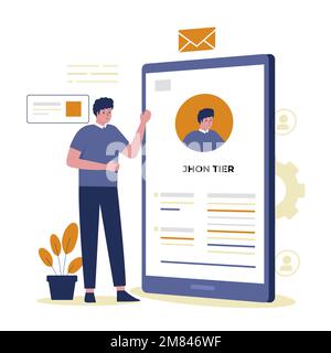 Flat vector illustration of personal information concept. Illustration for websites, landing pages, mobile applications, posters and banners Stock Vector