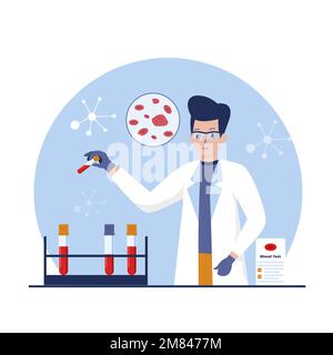 Flat design of blood test for medical and healthcare. Illustration for websites, landing pages, mobile applications, posters and banners. Trendy flat Stock Vector