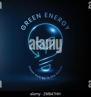 Environmental light bulb logo vector with green energy text Stock Vector