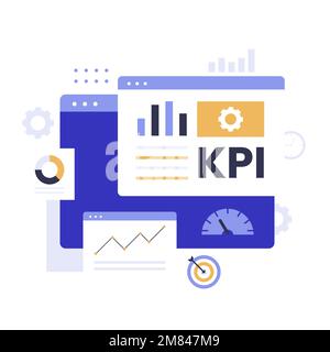 Key performance indicator illustration design concept. Illustration for websites, landing pages, mobile applications, posters and banners Stock Vector