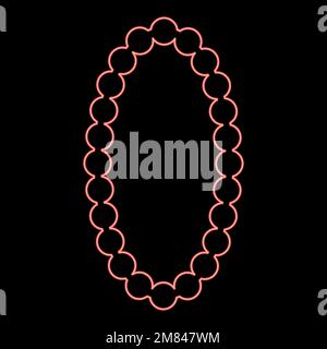 Neon necklace pearl Jewelry with pearl Bead Bijouterie Adornment red color vector illustration image flat style light Stock Vector