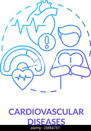 Cardiovascular diseases blue gradient concept icon Stock Vector