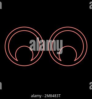Neon eyes Look concept Two pairs eye View red color vector illustration image flat style light Stock Vector