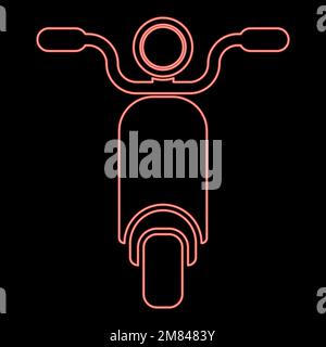 Neon moped Scooter Motorcycle Electric bike red color vector illustration image flat style light Stock Vector