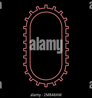 Neon strap for engine washing machine Cambelt Shootless belt red color vector illustration image flat style light Stock Vector