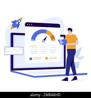 Flat design of web page loading speed test. Illustration for websites, landing pages, mobile applications, posters and banners. Trendy flat vector Stock Vector