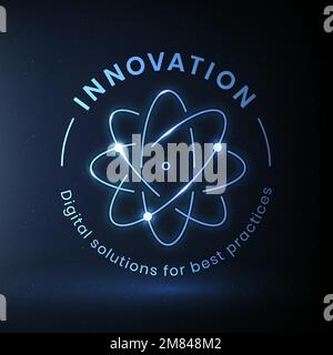 Innovation education logo template vector with atom science graphic Stock Vector