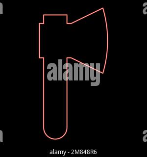 Neon ax Axe red color vector illustration image flat style light Stock Vector