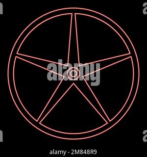Neon sheave Pulley for engine washing machine Crosshead red color vector illustration image flat style light Stock Vector