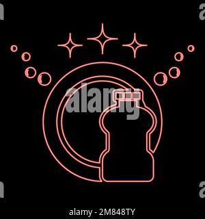 Neon concept of clean dishes red color vector illustration image flat style light Stock Vector