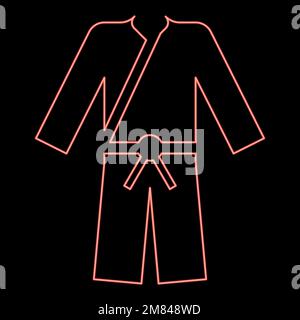 Neon sports Kimono Japanese wear red color vector illustration image flat style light Stock Vector