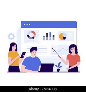 Team work people working in the office. Illustration for websites, landing pages, mobile applications, posters and banners Stock Vector