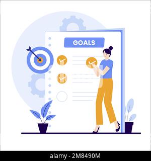 Flat design of personal goals concept. Illustration for websites, landing pages, mobile applications, posters and banners. Trendy flat vector illustra Stock Vector