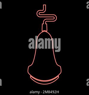 Neon ultrasound scanner Medical scanning diagnostic equipment echograpy Sonogram Ultrasonic research device red color vector illustration image flat Stock Vector