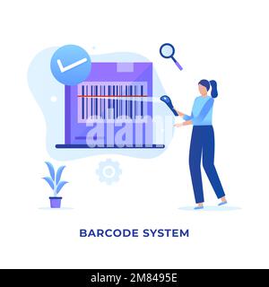 Barcode scanning product illustration concept. Illustration for websites, landing pages, mobile applications, posters and banners Stock Vector
