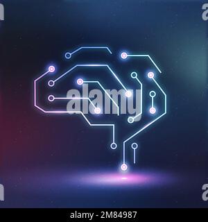 AI technology education icon vector neon digital graphic Stock Vector