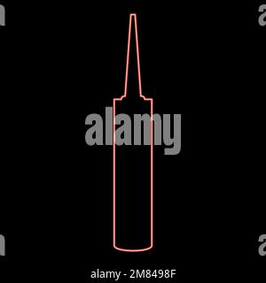 Neon sealant Silicone Polyurethane foam red color vector illustration image flat style light Stock Vector