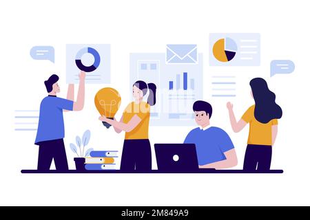 Team work people working in the office. Illustration for websites, landing pages, mobile applications, posters and banners Stock Vector