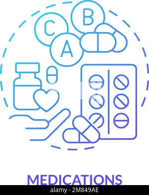 Medications blue gradient concept icon Stock Vector