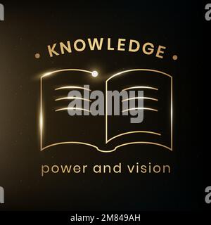Knowledge education logo template vector with audio book graphic Stock Vector
