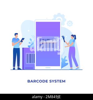 Flat illustration barcode scanning concept. Illustration for websites, landing pages, mobile applications, posters and banners Stock Vector