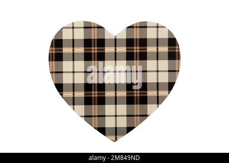 Heart with checkered pattern texture isolated on white background Stock Photo