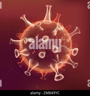 Covid-19 virus cell biotechnology vector red neon graphic Stock Vector
