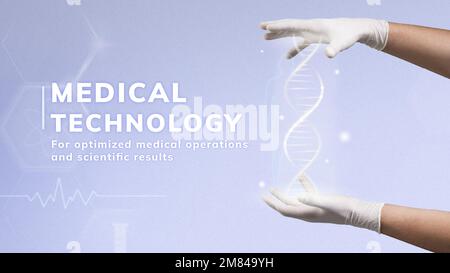 Medical technology science template vector with DNA helix presentation Stock Vector